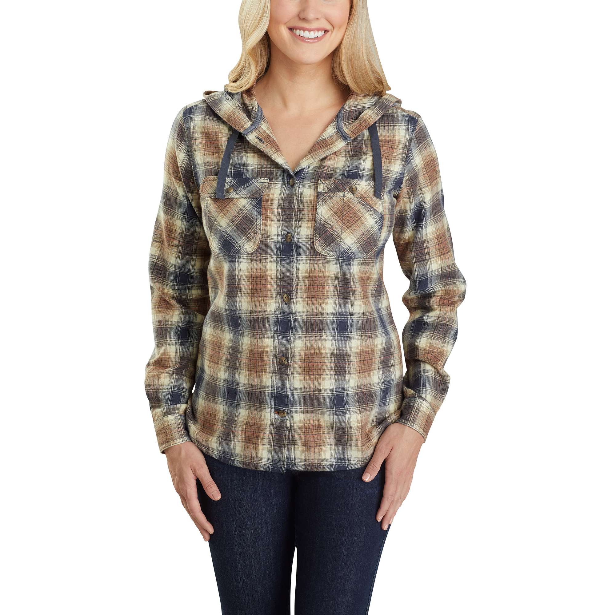 Carhartt® Relaxed Fit Flannel Hooded Plaid Shirt