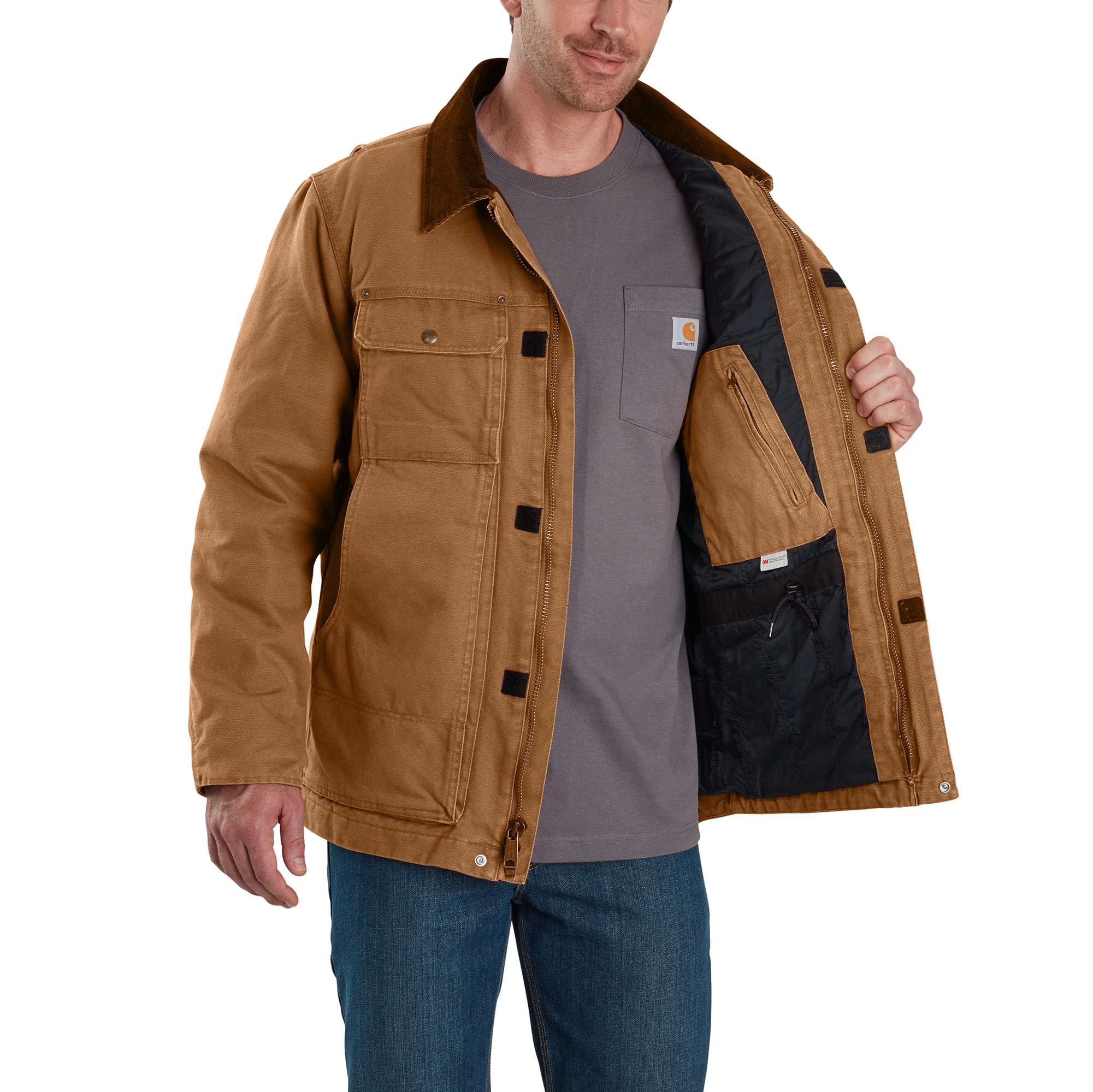 Full Swing® Relaxed Fit Washed Duck Insulated Traditional Coat - 3 Warmest Rating - Image 3