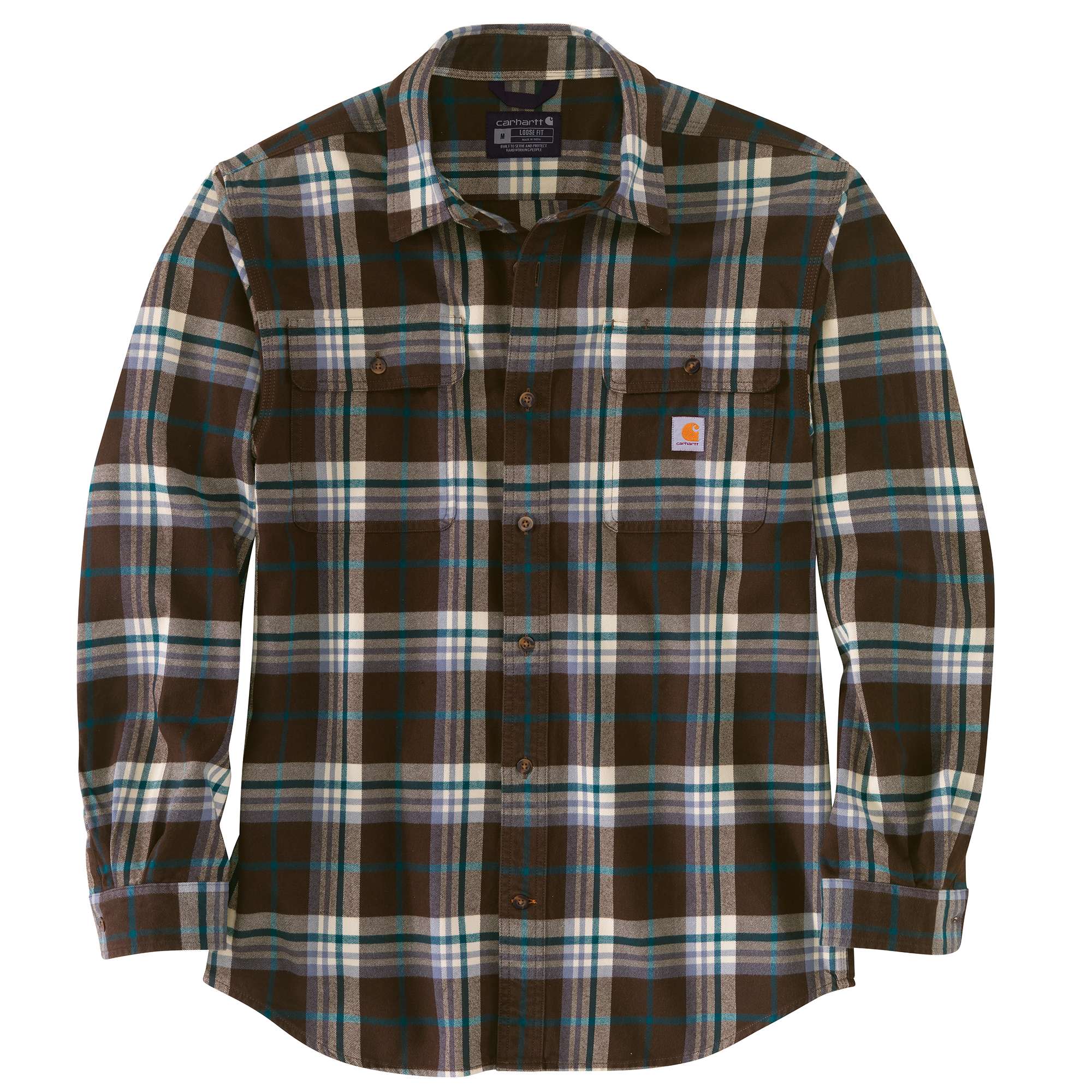 Loose Fit Heavyweight Flannel Long-Sleeve Plaid Shirt