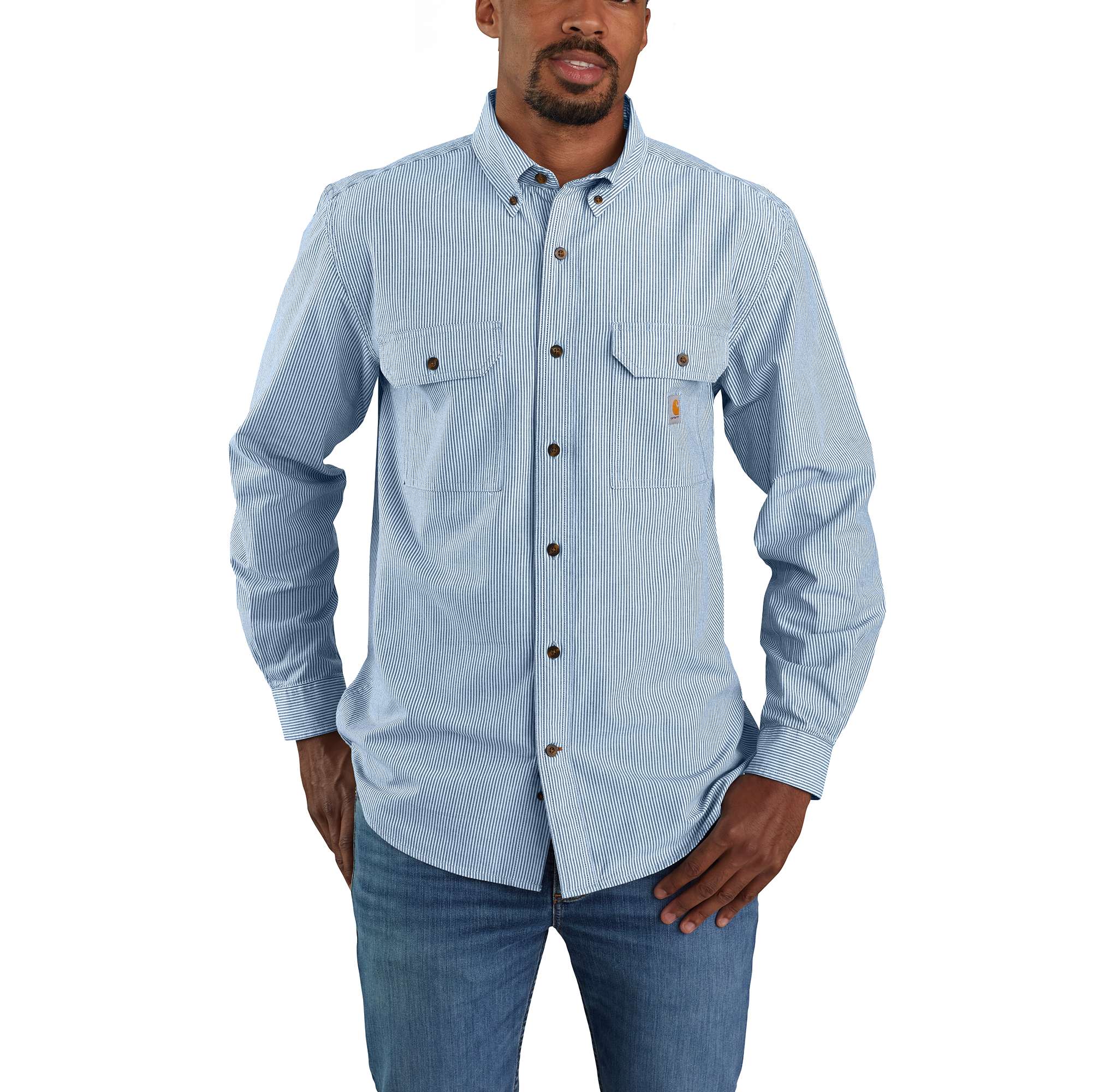 Loose Fit Midweight Chambray Long-Sleeve Shirt