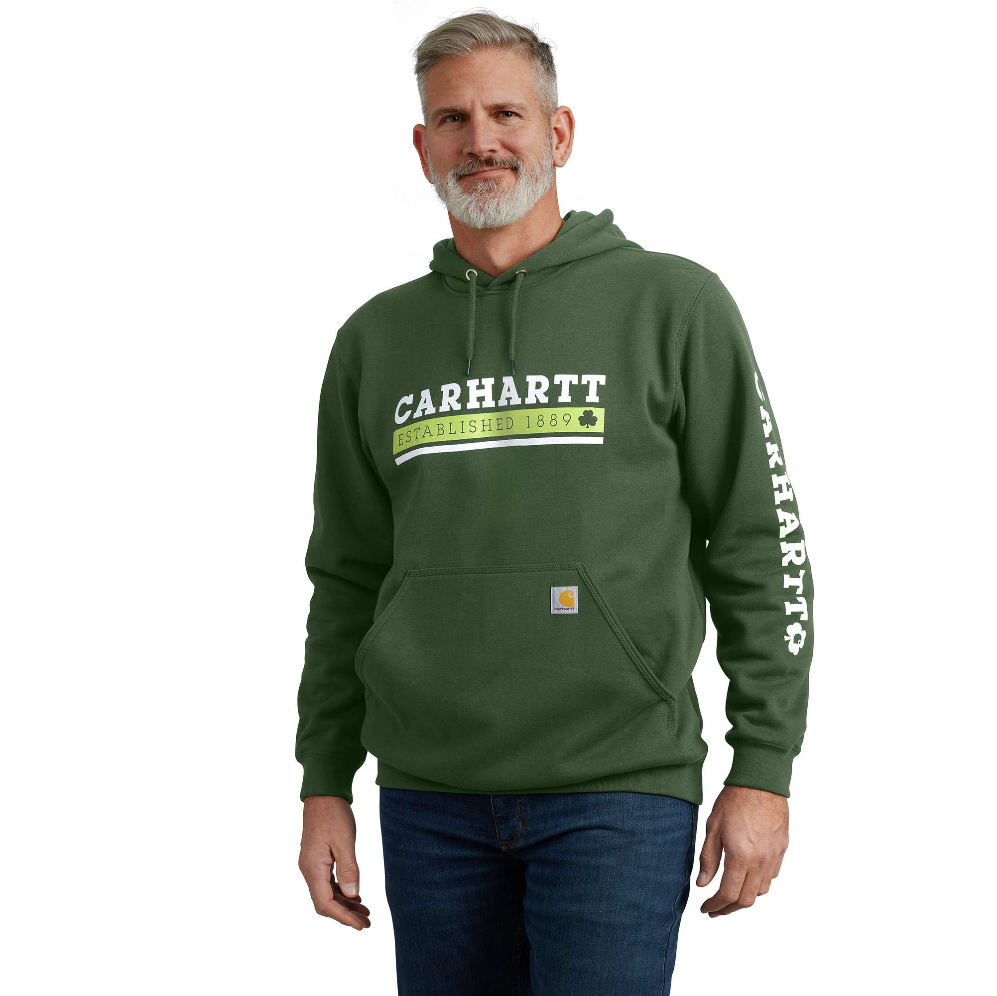 Loose Fit Midweight Hooded Shamrock Graphic Sweatshirt