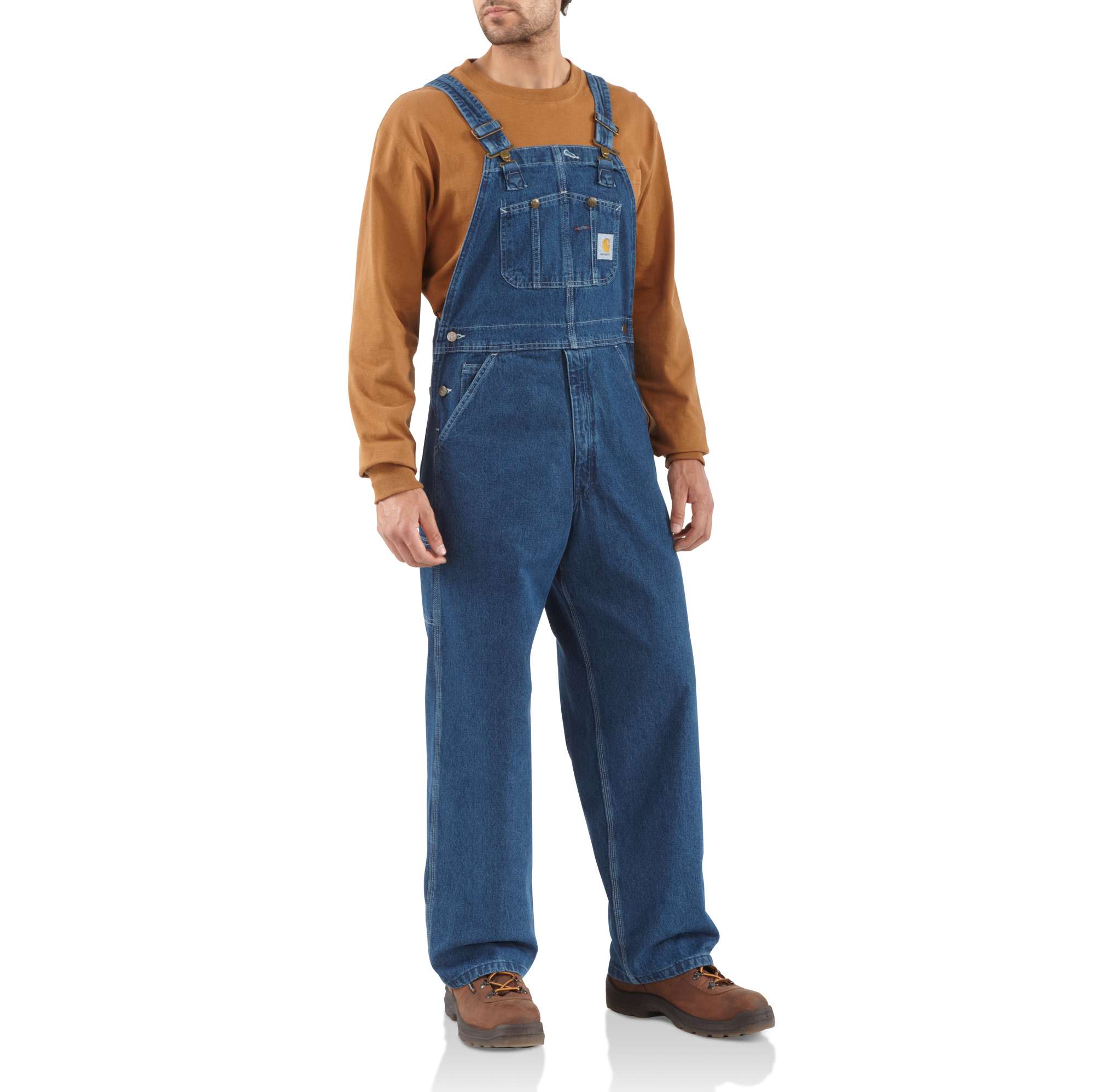 Loose Fit Washed Denim Bib Overall