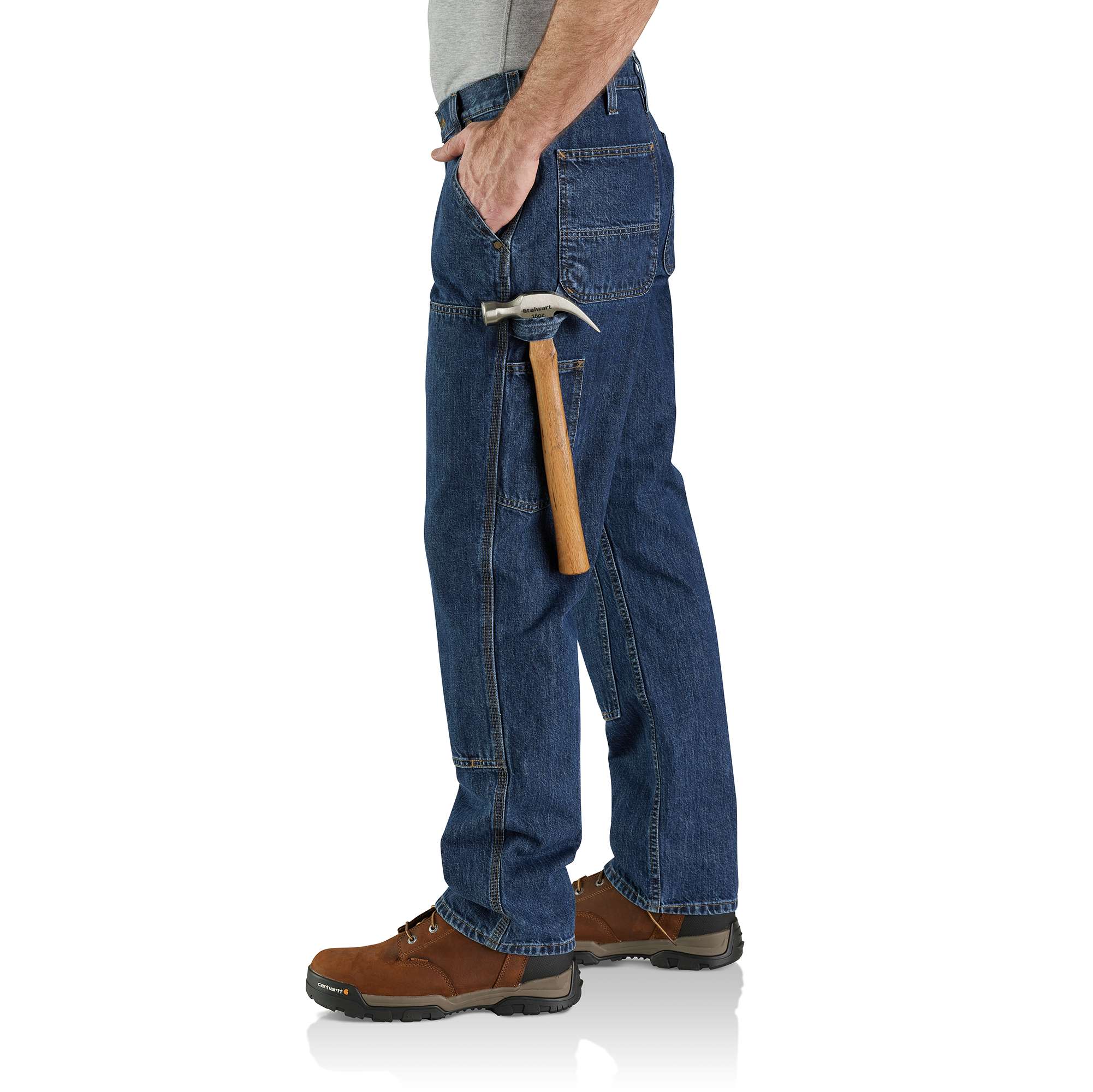 Loose Straight Double-Front Denim Dungaree - Image 3