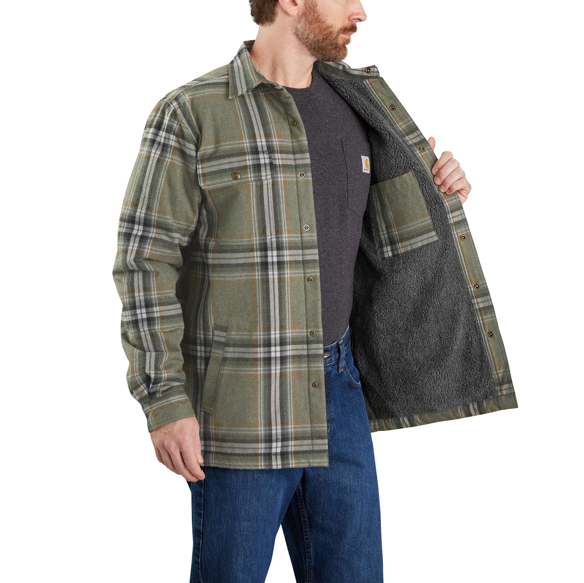 Relaxed Fit Flannel Sherpa-Lined Shirt Jac - Image 3