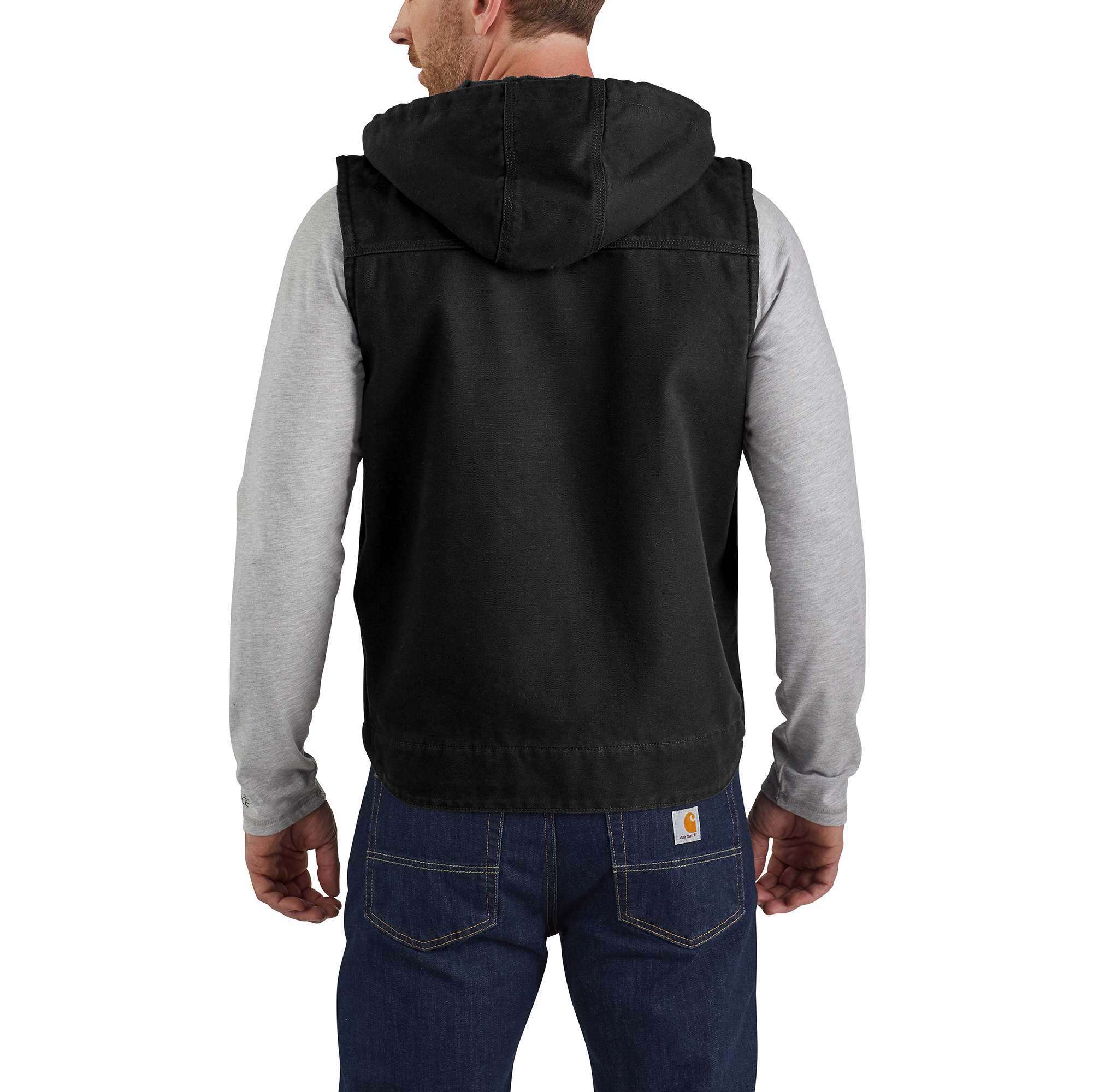 Relaxed Fit Washed Duck Fleece-Lined Hooded Vest - Image 2