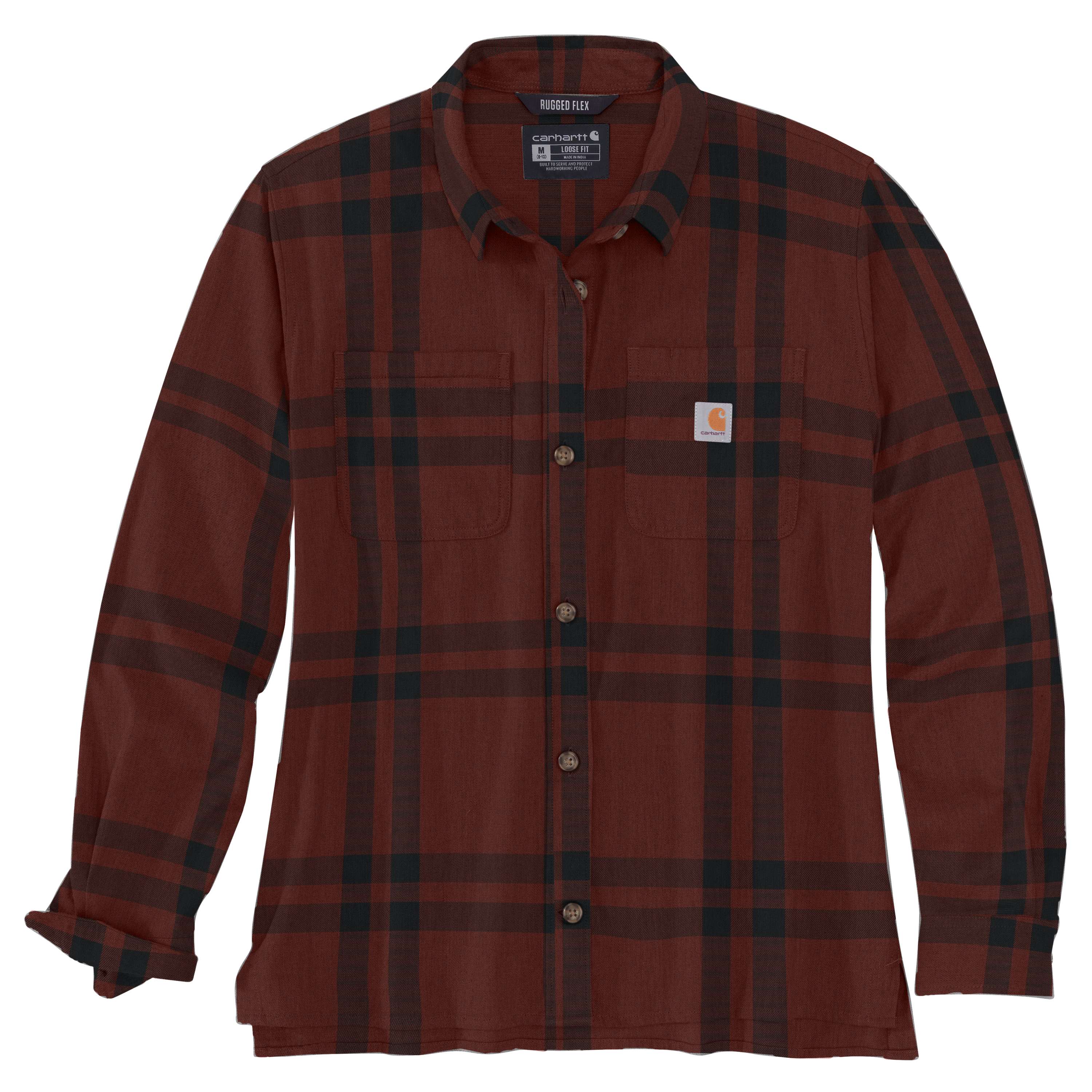 Rugged Flex Loose Fit Midweight Flannel Long-Sleeve Plaid Shirt
