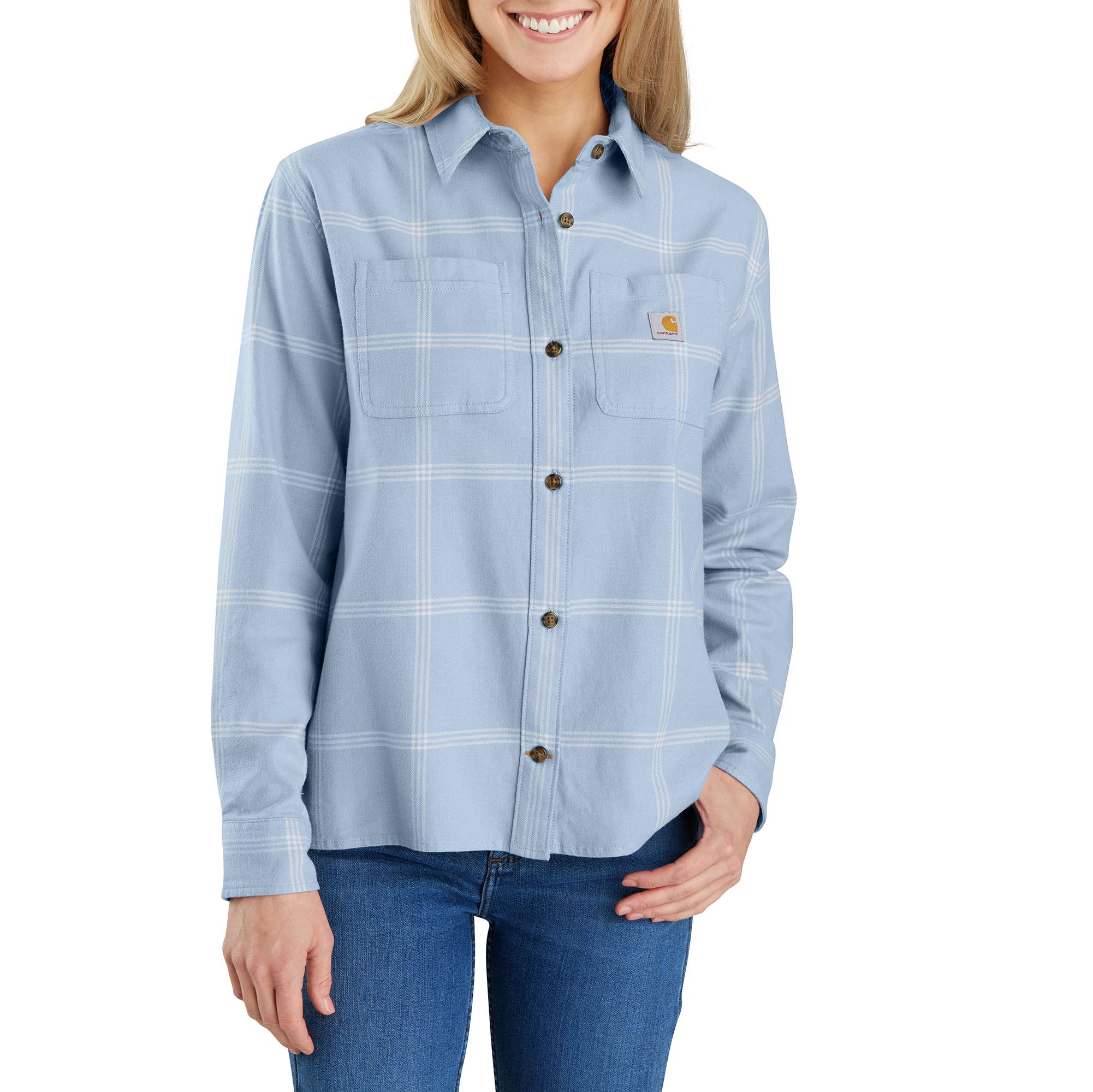 Rugged Flex Loose Fit Midweight Flannel Long-Sleeve Plaid Shirt
