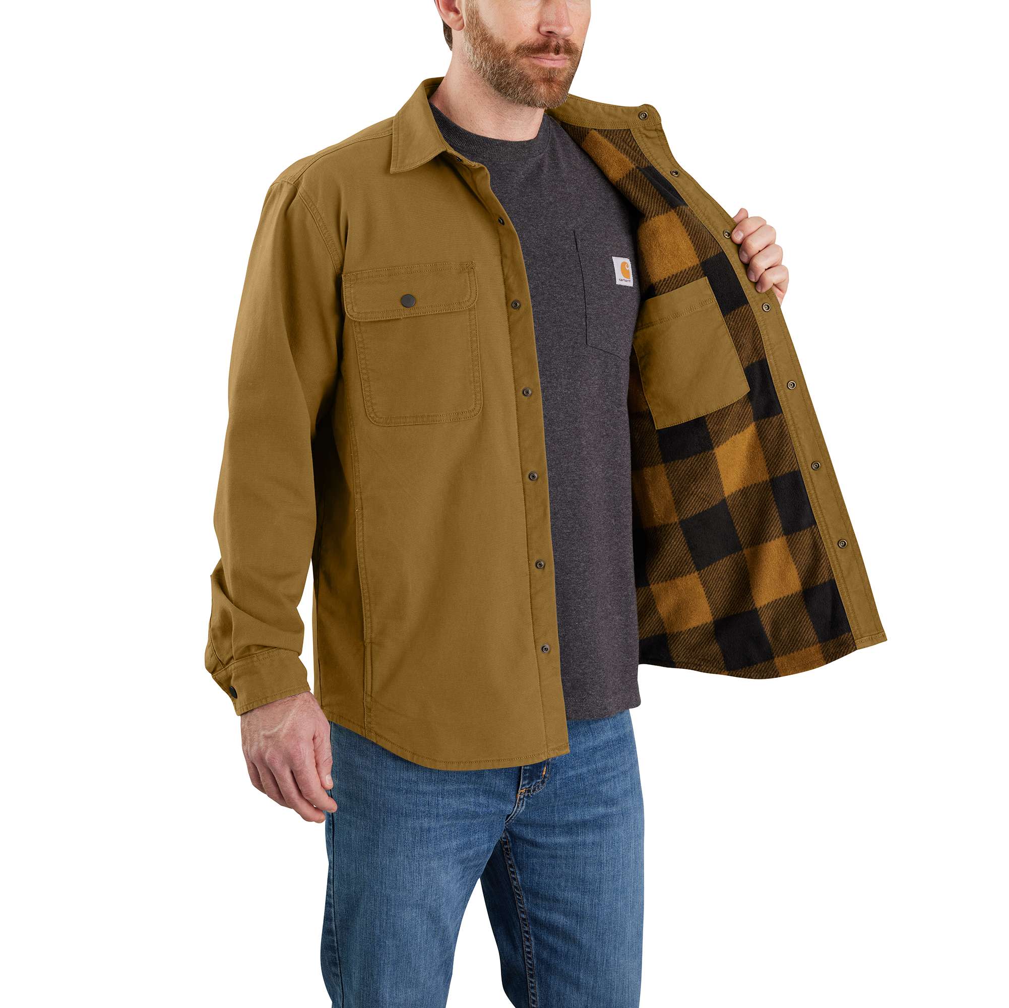 Rugged Flex Relaxed Fit Canvas Fleece-Lined Shirt Jac - Image 3