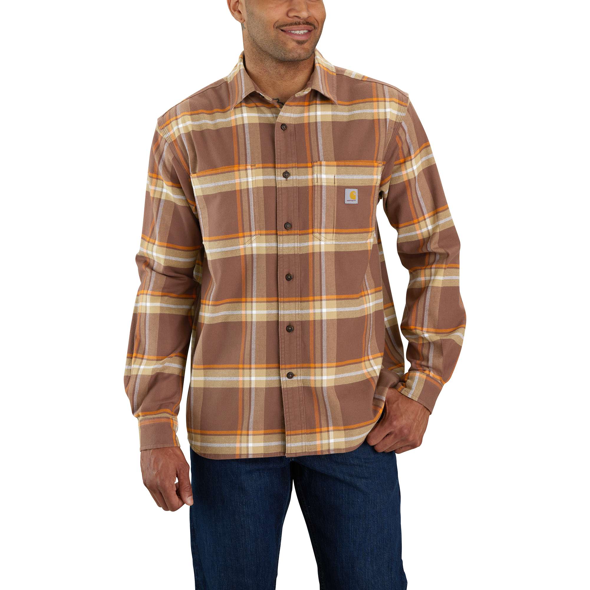 Rugged Flex Relaxed Fit Midweight Flannel Long-Sleeve Plaid Shirt