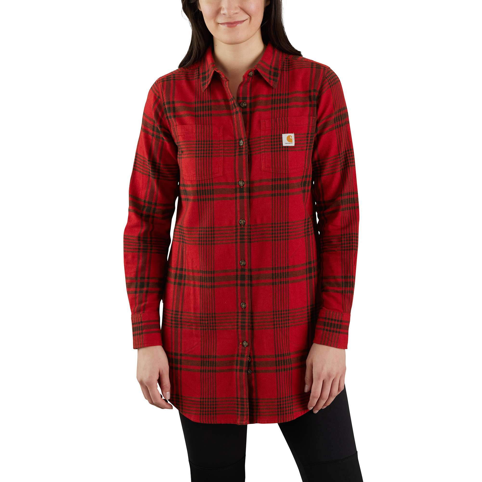Rugged Flex® Relaxed Fit Midweight Flannel Long-Sleeve Plaid Tunic