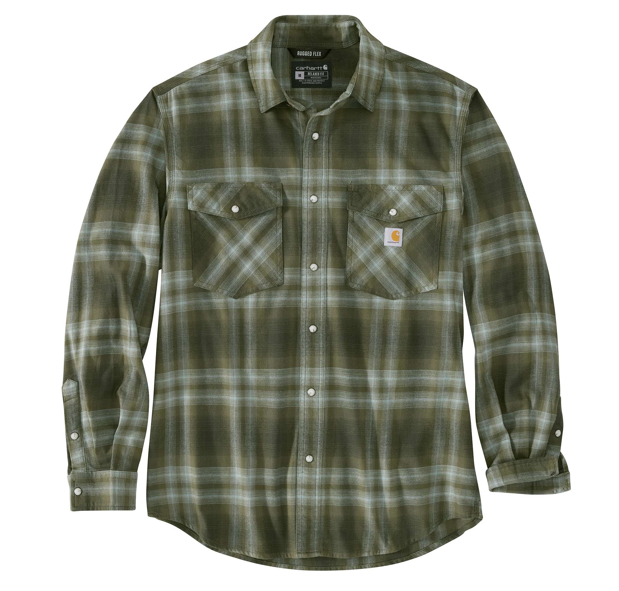 Rugged Flex® Relaxed Fit Midweight Flannel Long-Sleeve Snap-Front Plaid Shirt