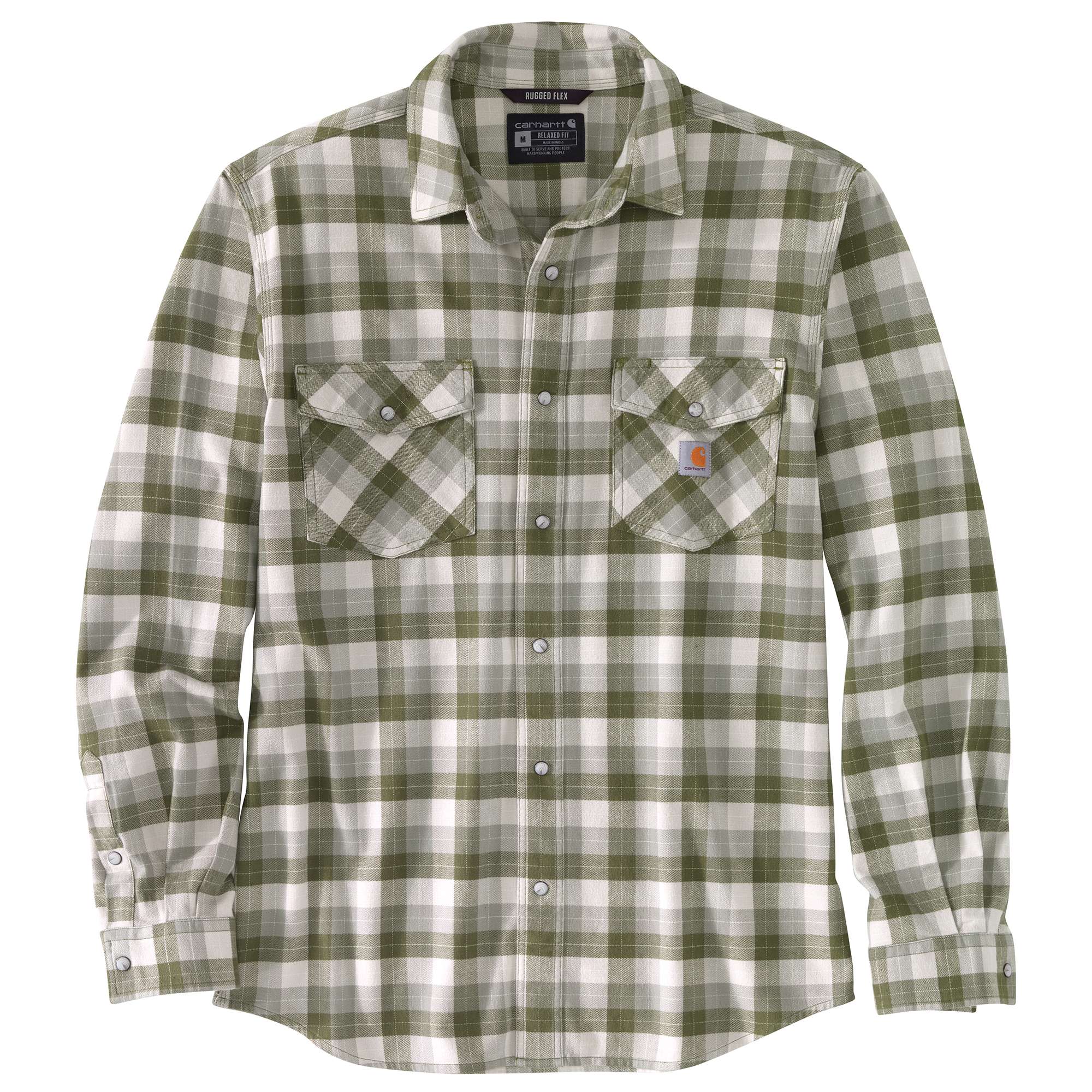 Rugged Flex® Relaxed Fit Midweight Flannel Long-Sleeve Snap-Front PlaidShirt