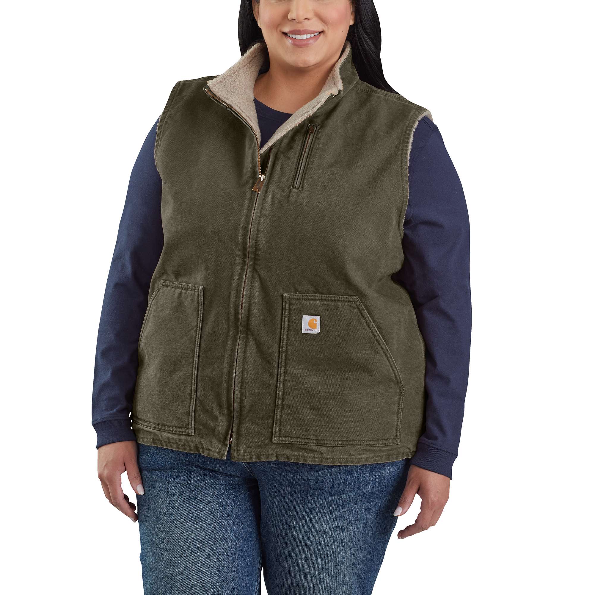 Sandstone Mock-Neck Vest/Sherpa-Lined - Image 2