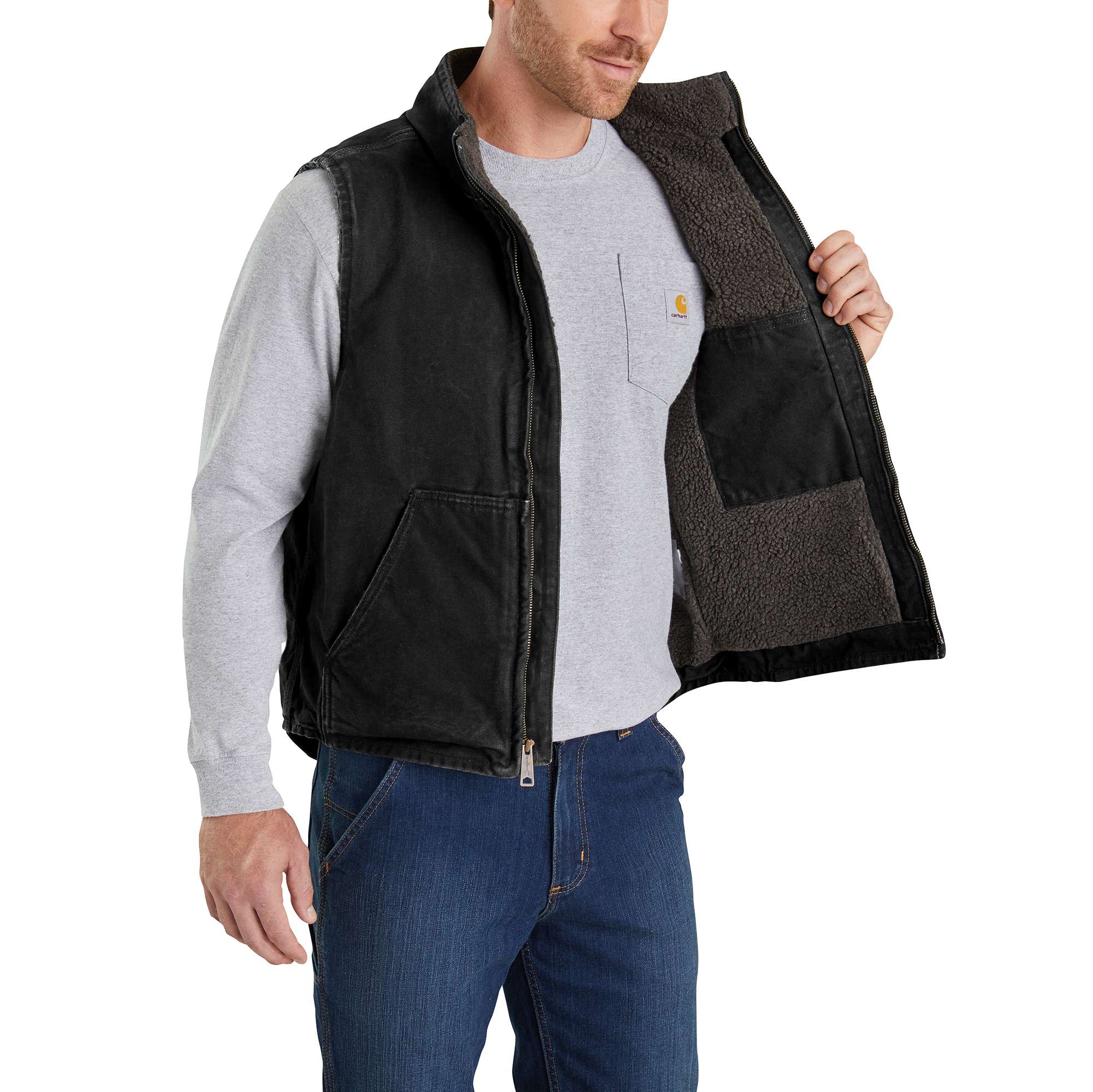 Sandstone Sherpa-Lined Mock-Neck Vest - Image 3