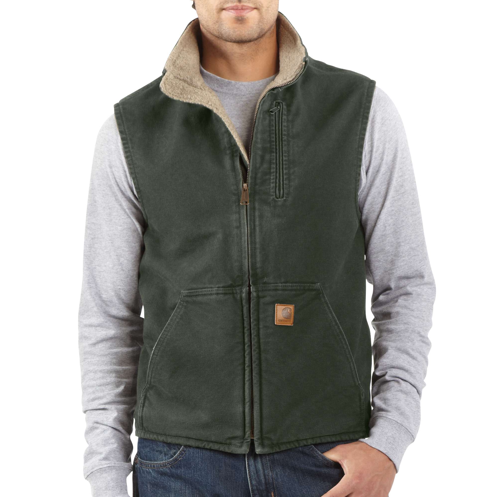 Sandstone Sherpa-Lined Mock-Neck Vest