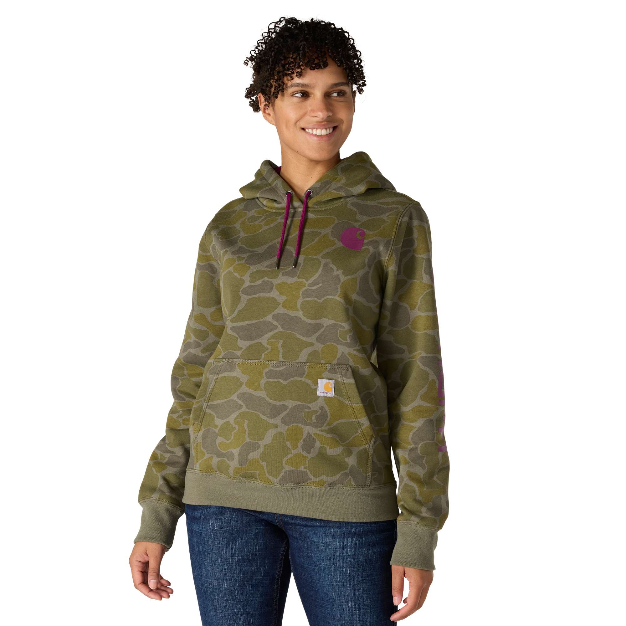 Women's Relaxed Fit Midweight Logo Sleeve Graphic Printed Sweatshirt