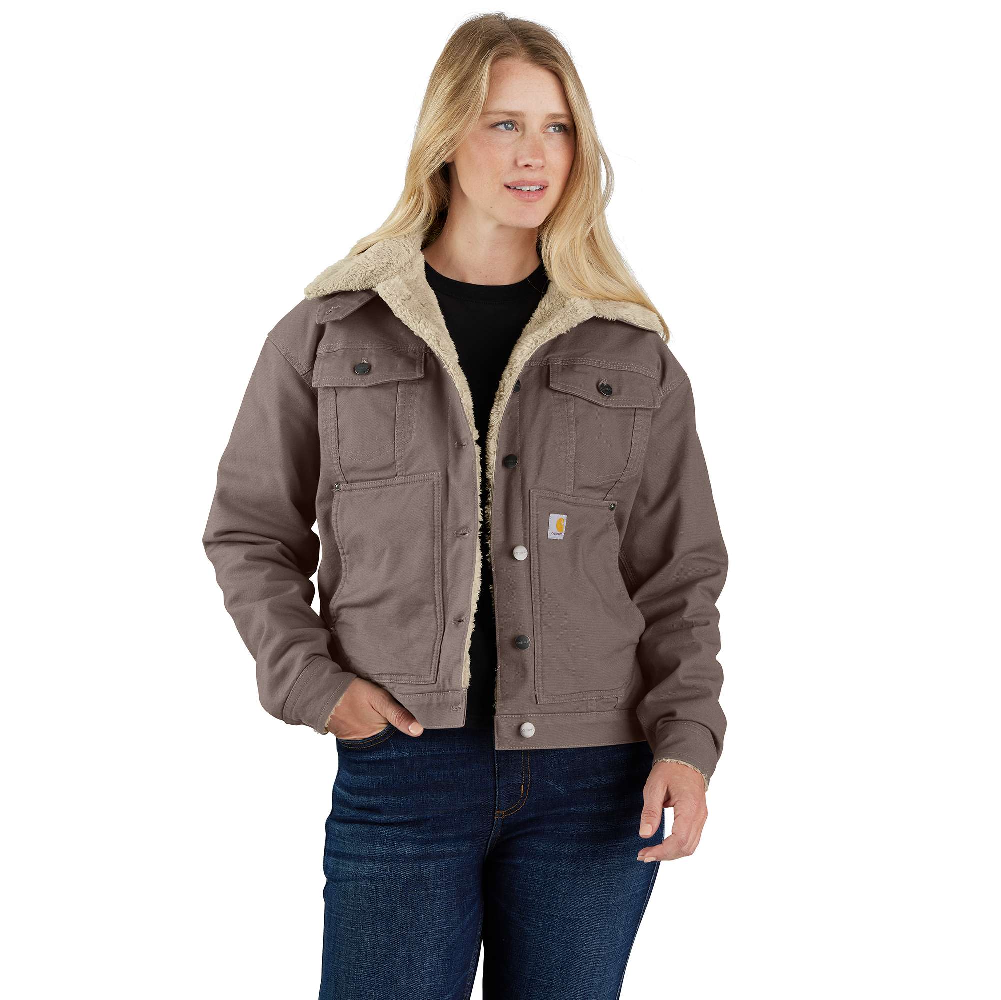 Women's Rugged Flex® Loose Fit Canvas Sherpa-Lined Jacket - 2 Warmer Rating